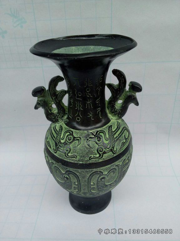 铜雕花瓶，仿古花瓶铜雕