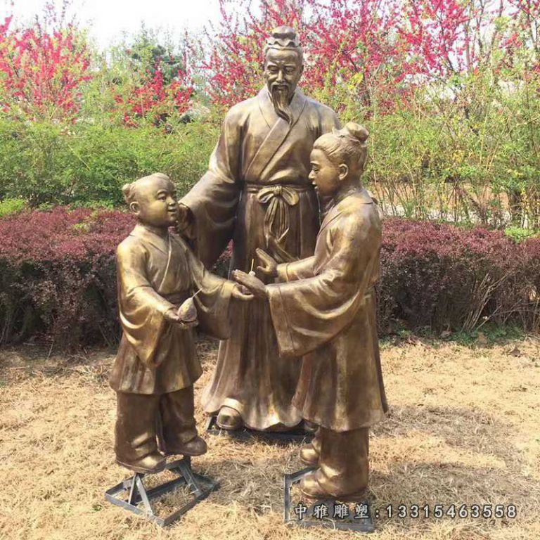 校园寓言故事孔融让梨铜雕