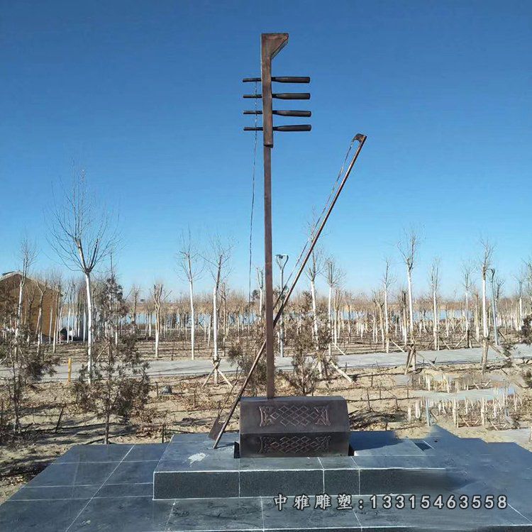 公园抽象二胡乐器铜雕
