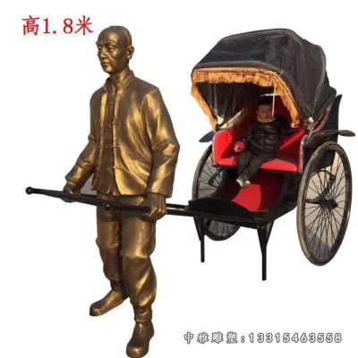 景区车夫人物铜雕