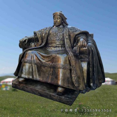 景区成吉思汗坐像铜雕