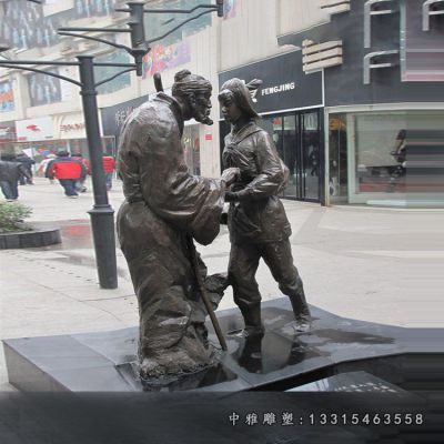 寓言故事木兰替父从军铜雕