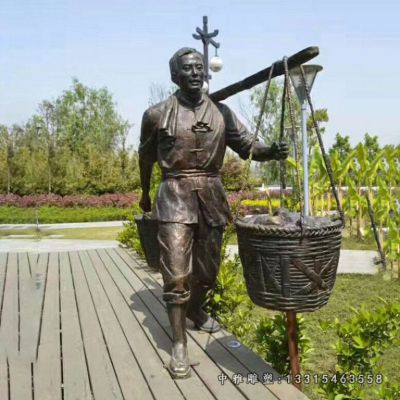 街头卖货郎铜雕