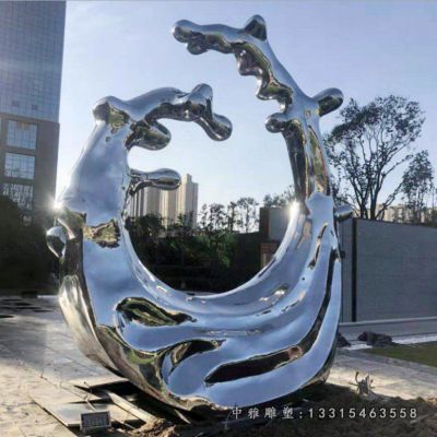 镜面不锈钢海浪雕塑