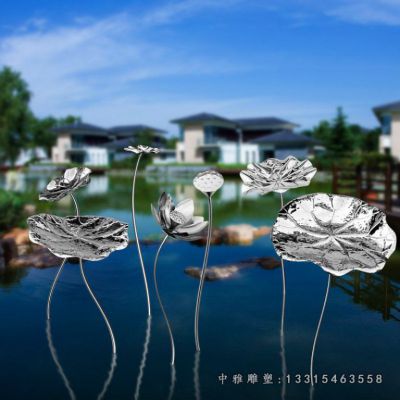 不锈钢水景荷花雕塑