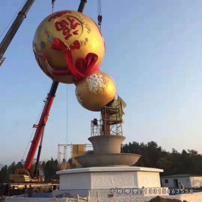 景区不锈钢葫芦喷泉雕塑