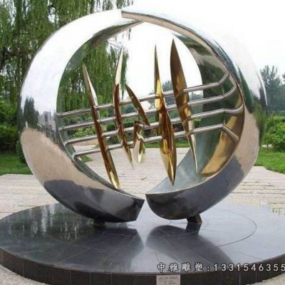 广场不锈钢圆环雕塑