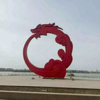 广场不锈钢抽象龙雕塑