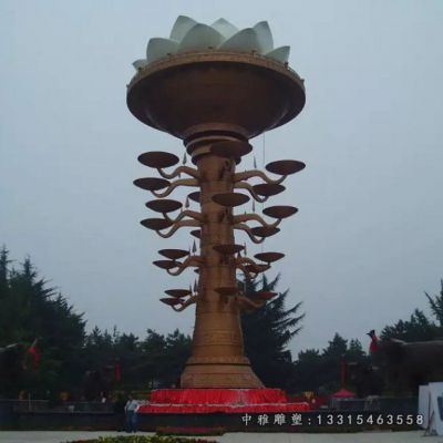 城市不锈钢莲花灯雕塑