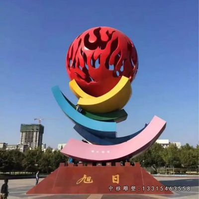 广场不锈钢旭日雕塑