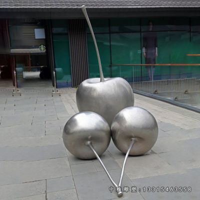 广场不锈钢苹果雕塑